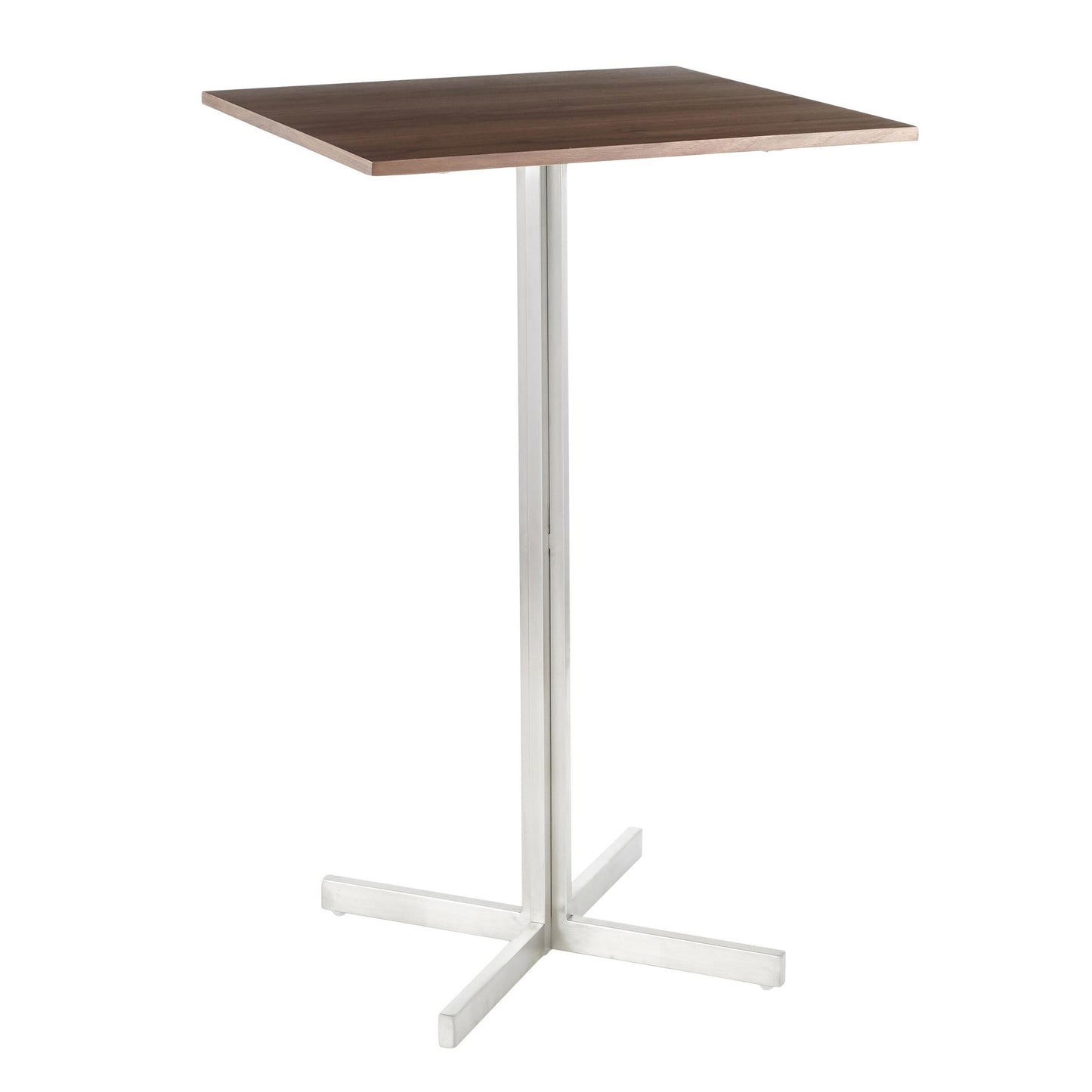 Fuji Square Bar Table By LumiSource - BT-FUJISQ SS+WL | Bar Tables | Modishstore