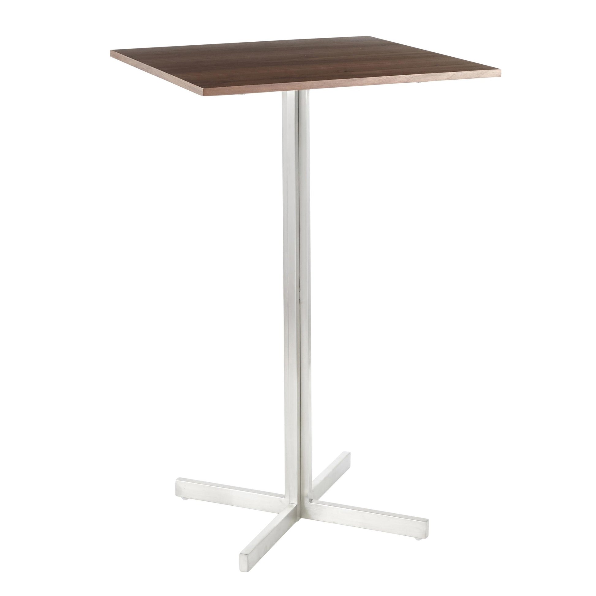 Fuji Square Bar Table By LumiSource - BT-FUJISQ SS+WL | Bar Tables | Modishstore