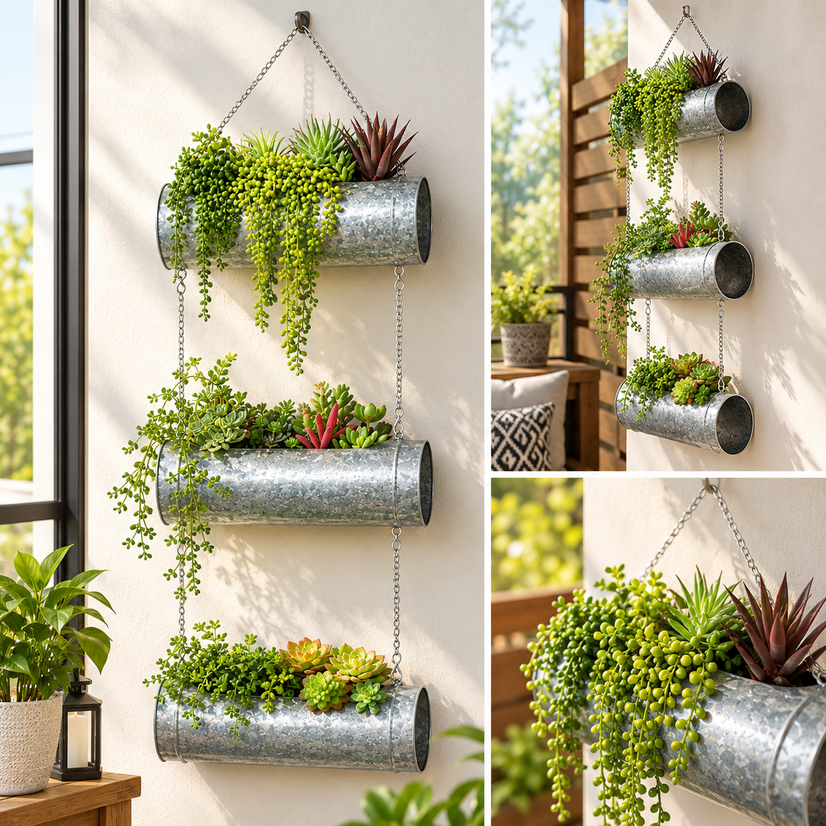 Cera Metal 3 Tiered Hanging Planter/Wall Planter