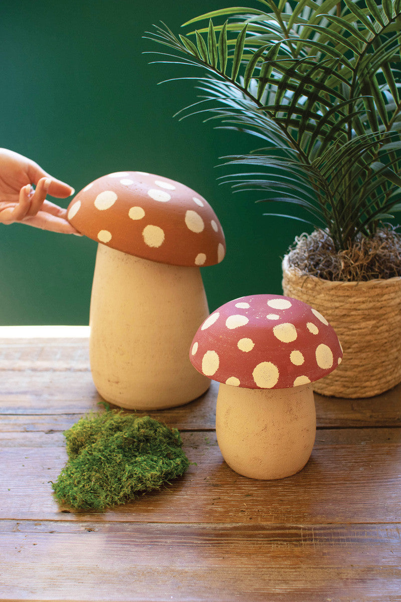 Clay Mushroom Canisters Set Of 2 By Kalalou | Jars & Canisters | Modishstore - 3