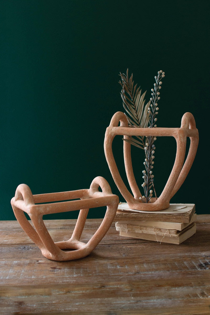 Set Of Two Clay Fruit Basket Sculptures By Kalalou | Sculptures | Modishstore - 1