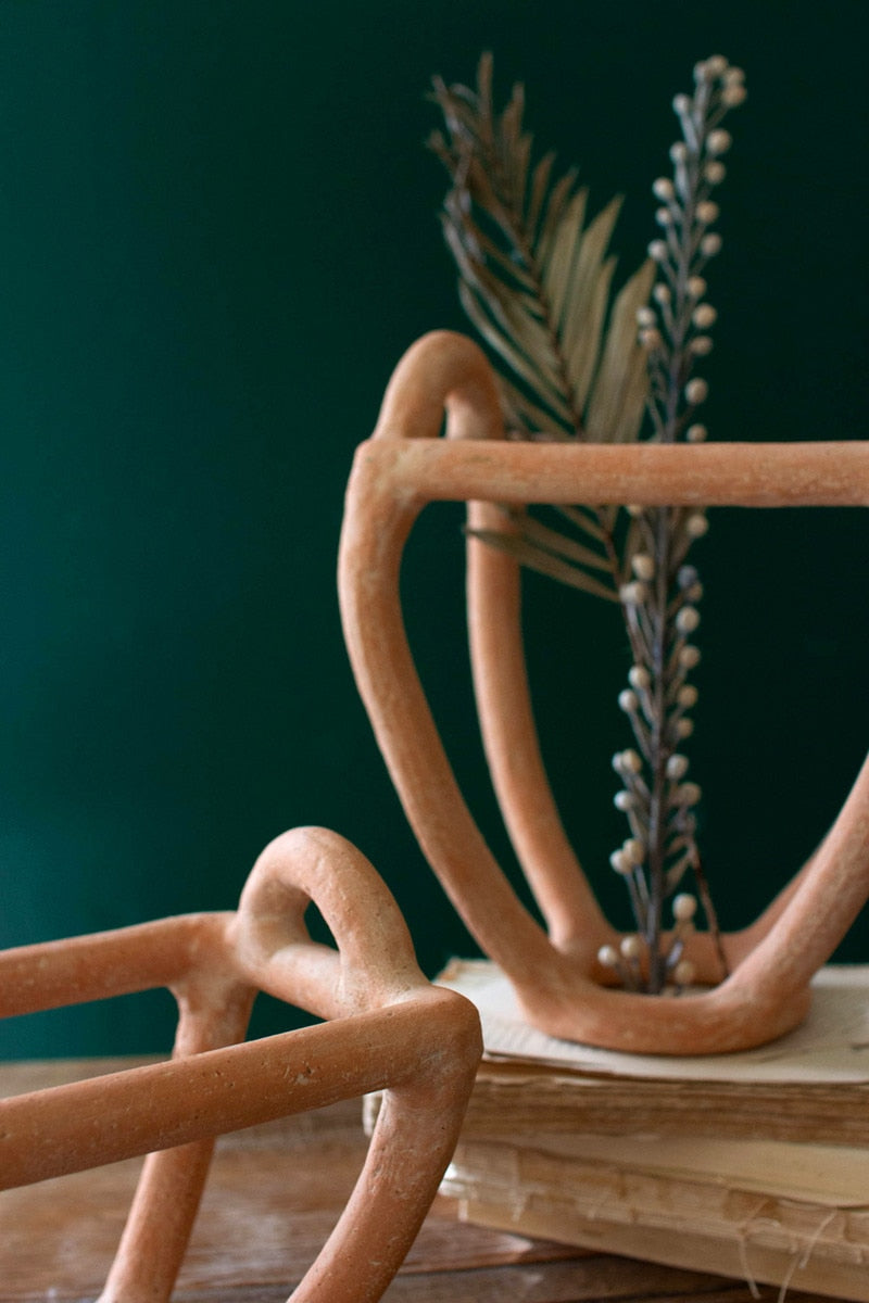 Set Of Two Clay Fruit Basket Sculptures By Kalalou | Sculptures | Modishstore - 2