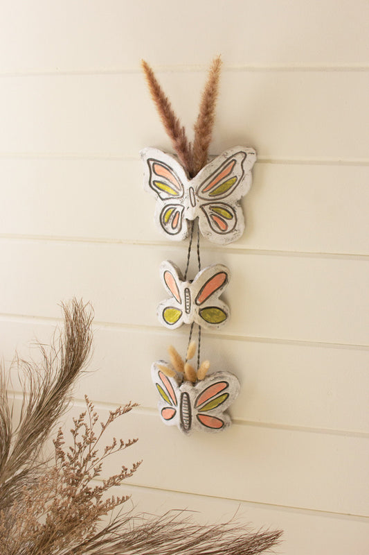 Hanging Clay Butterfly Bud Vases Set Of 3 By Kalalou | Vases | Modishstore