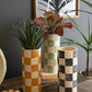 Checkered Clay Cylinder Vases Set Of 3 By Kalalou | Vases | Modishstore