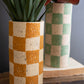 Checkered Clay Cylinder Vases Set Of 3 By Kalalou | Vases | Modishstore - 2