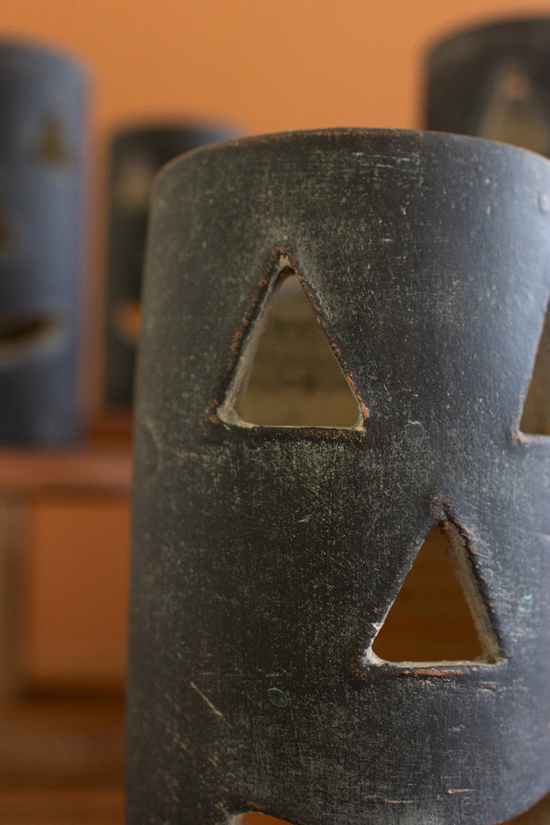 Tall Black Clay Jack-O-Lantern By Kalalou | Lanterns | Modishstore - 3