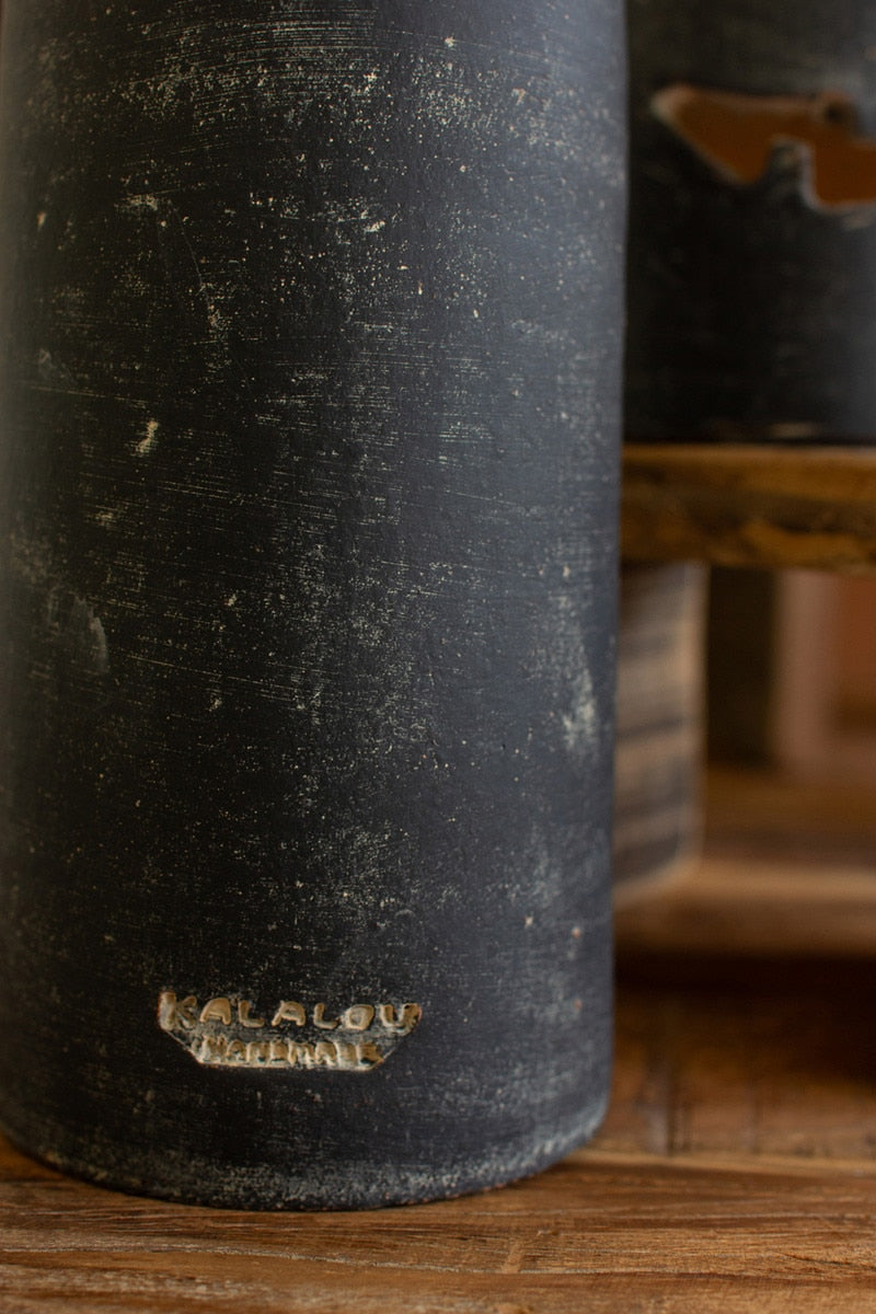 Tall Black Clay Jack-O-Lantern By Kalalou | Lanterns | Modishstore - 4