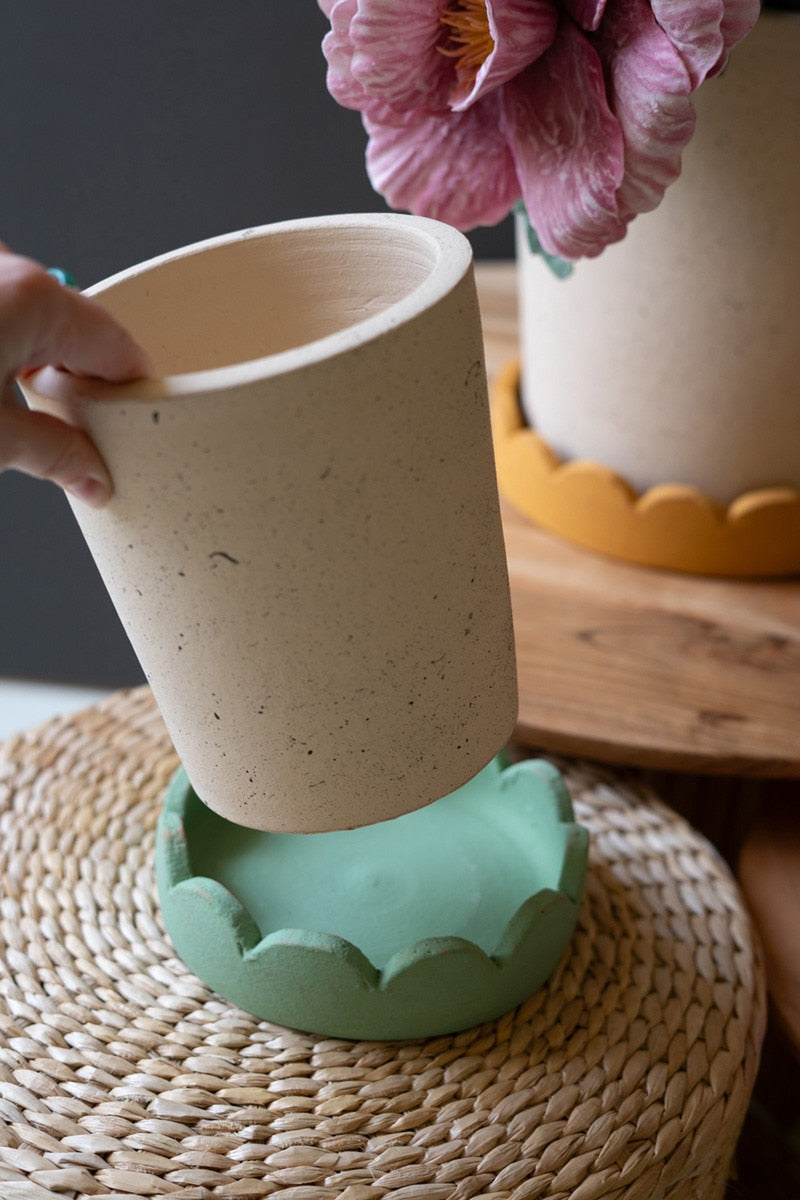Set Of Three Scalloped Clay Planters By Kalalou | Planters, Troughs & Cachepots | Modishstore - 3