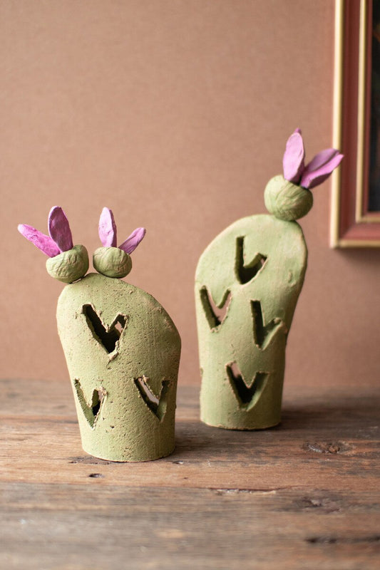 Set Of Two Prickly Pear Clay Luminaries (Min 2) By Kalalou