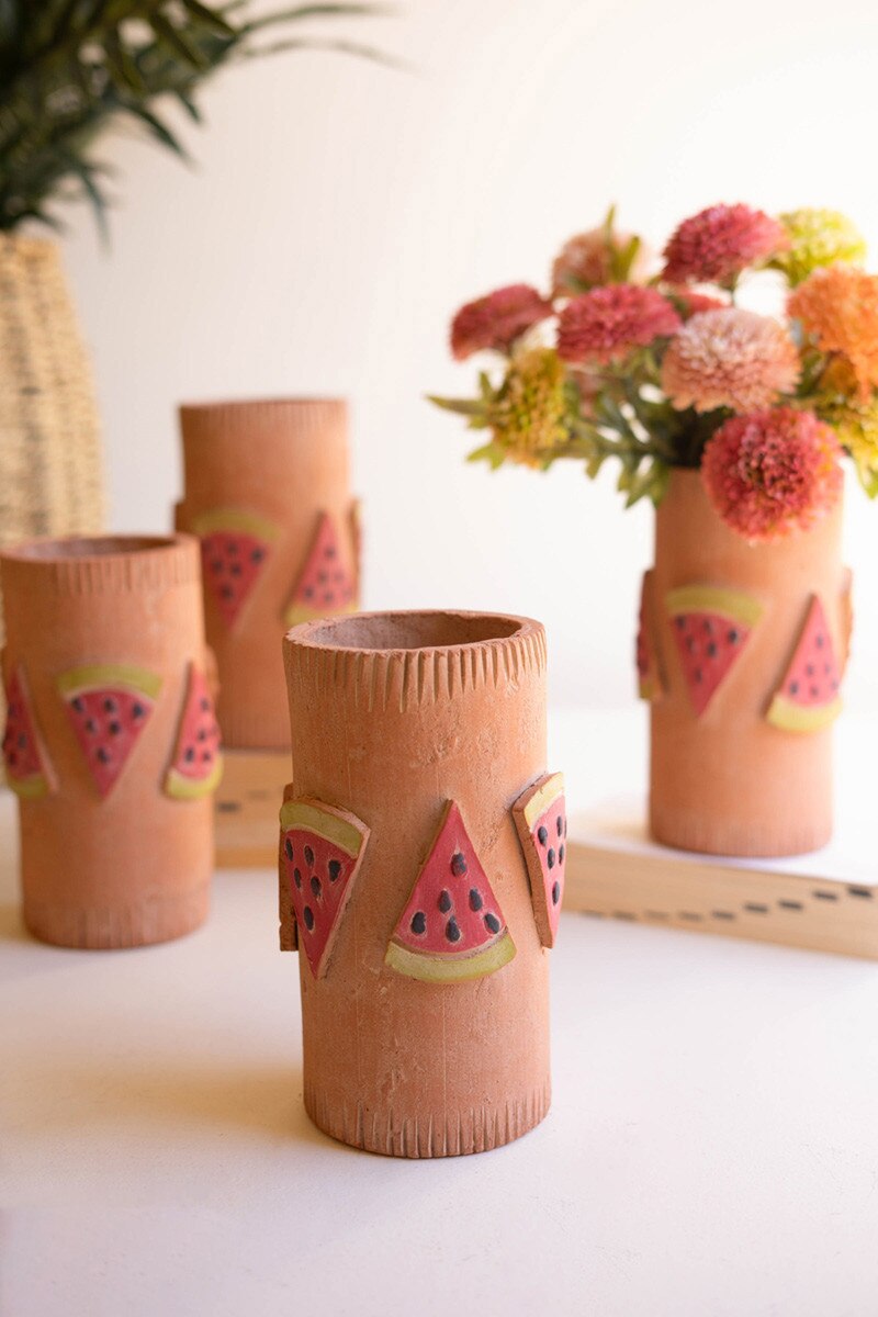Tall Clay Watermelon Vase By Kalalou