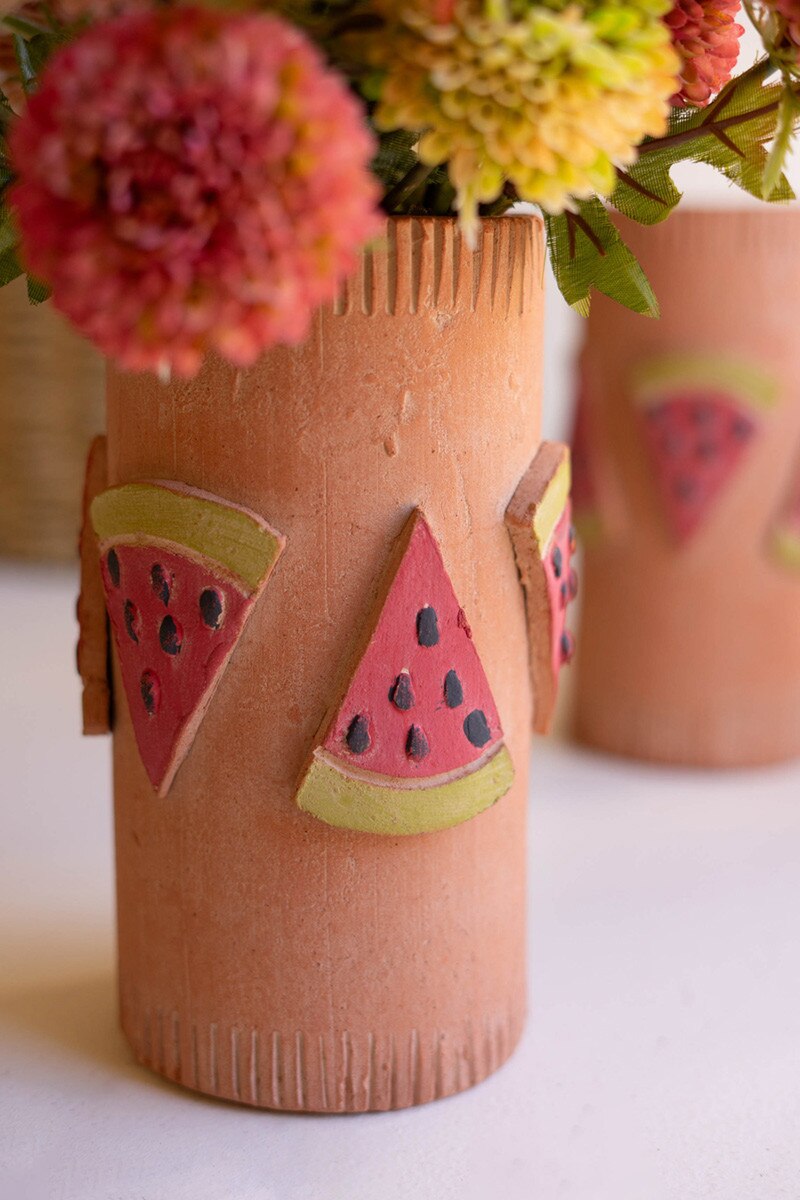 Tall Clay Watermelon Vase By Kalalou
