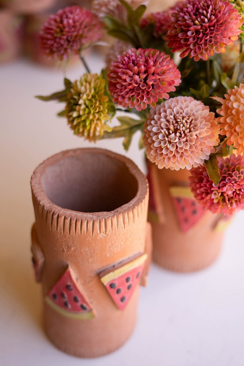 Tall Clay Watermelon Vase By Kalalou