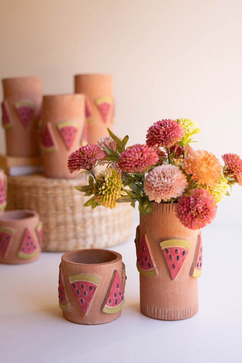 Tall Clay Watermelon Vase By Kalalou