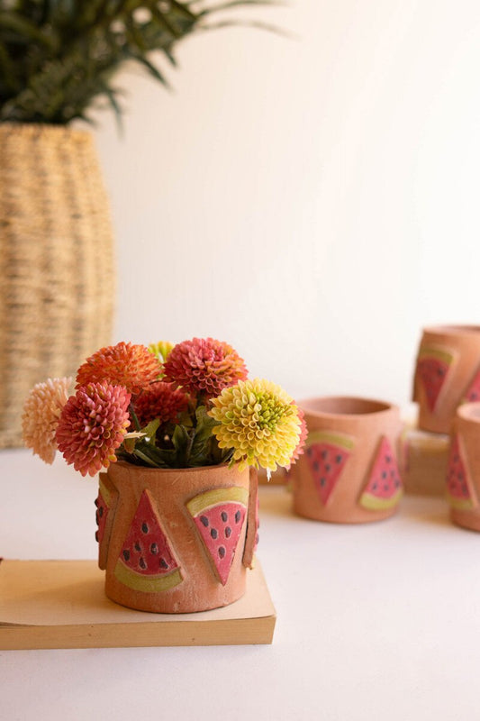 Short Clay Watermelon Vase By Kalalou