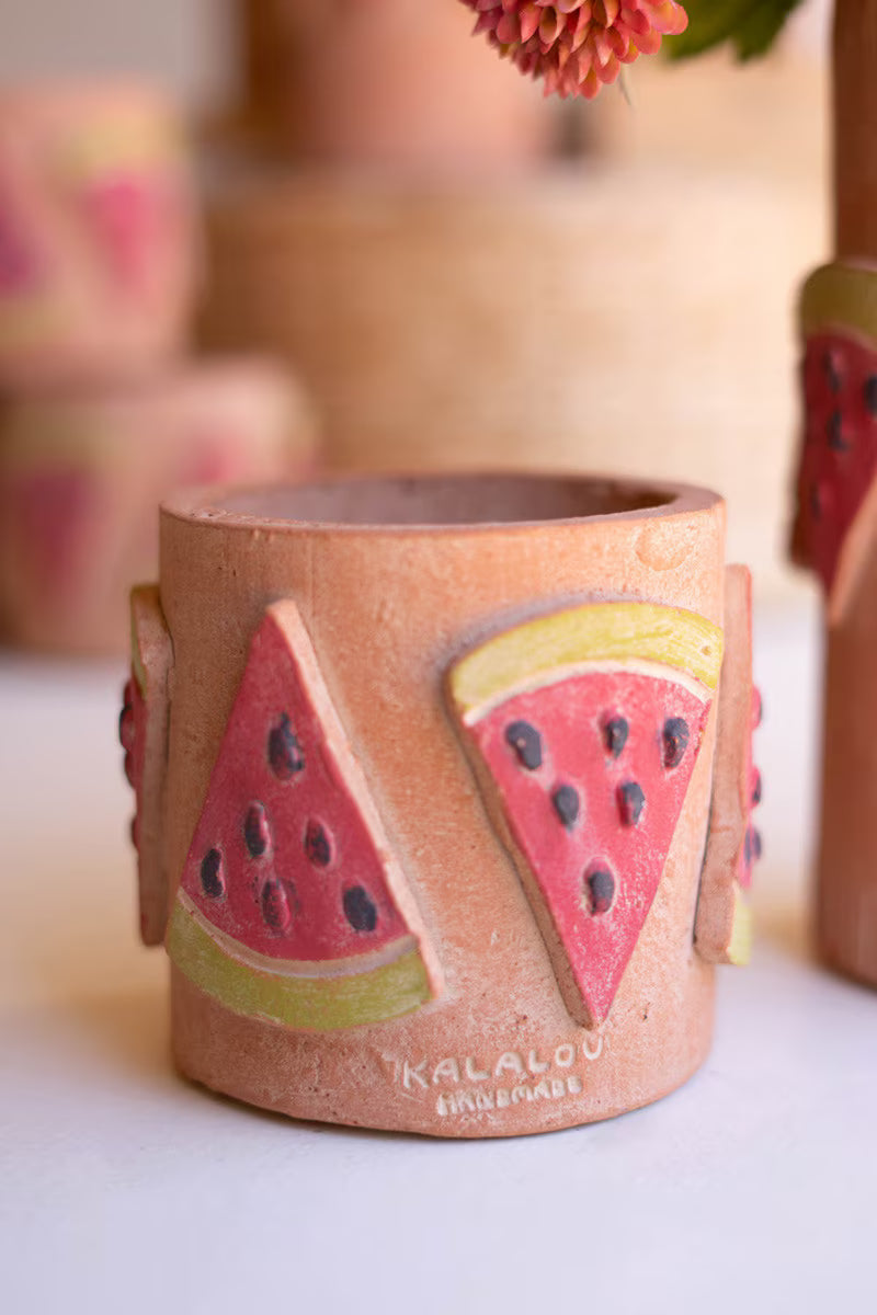 Short Clay Watermelon Vase By Kalalou