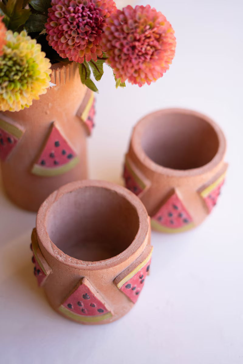 Short Clay Watermelon Vase By Kalalou