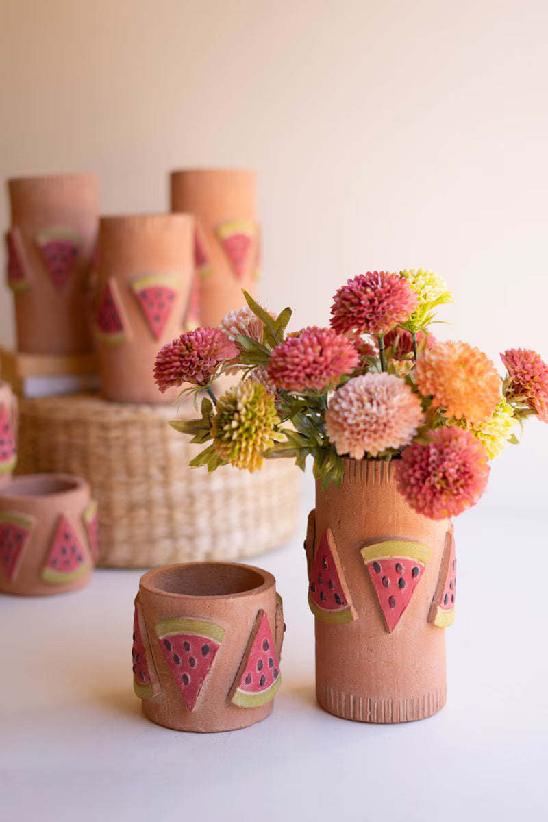 Short Clay Watermelon Vase By Kalalou