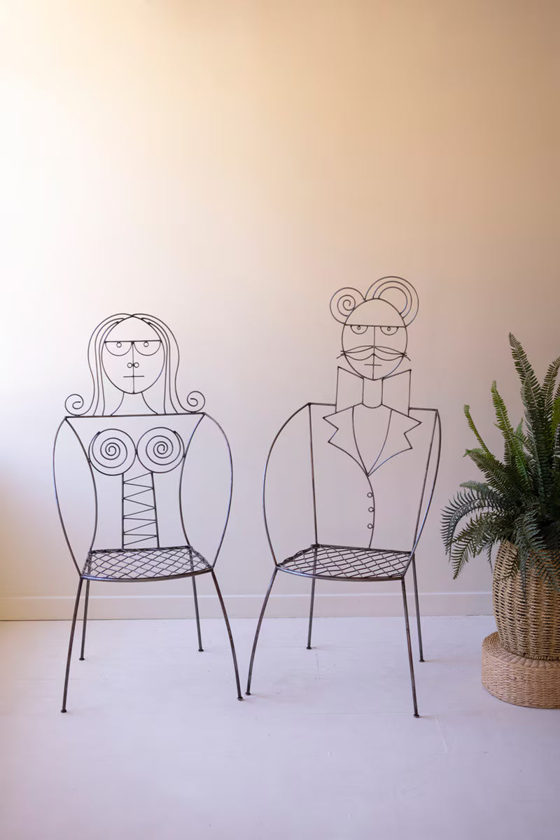 Set Of Two Iron Man And Woman Chairs By Kalalou