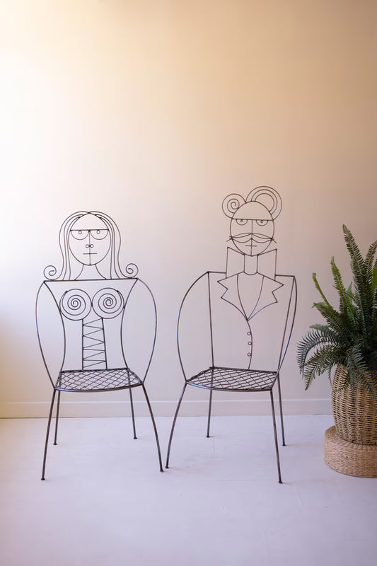 Set Of Two Iron Man And Woman Chairs By Kalalou