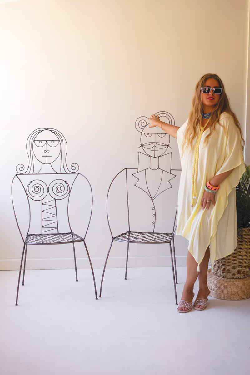 Set Of Two Iron Man And Woman Chairs By Kalalou
