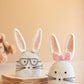 Set Of Two White-Wash Clay And River Rock Bunnies By Kalalou
