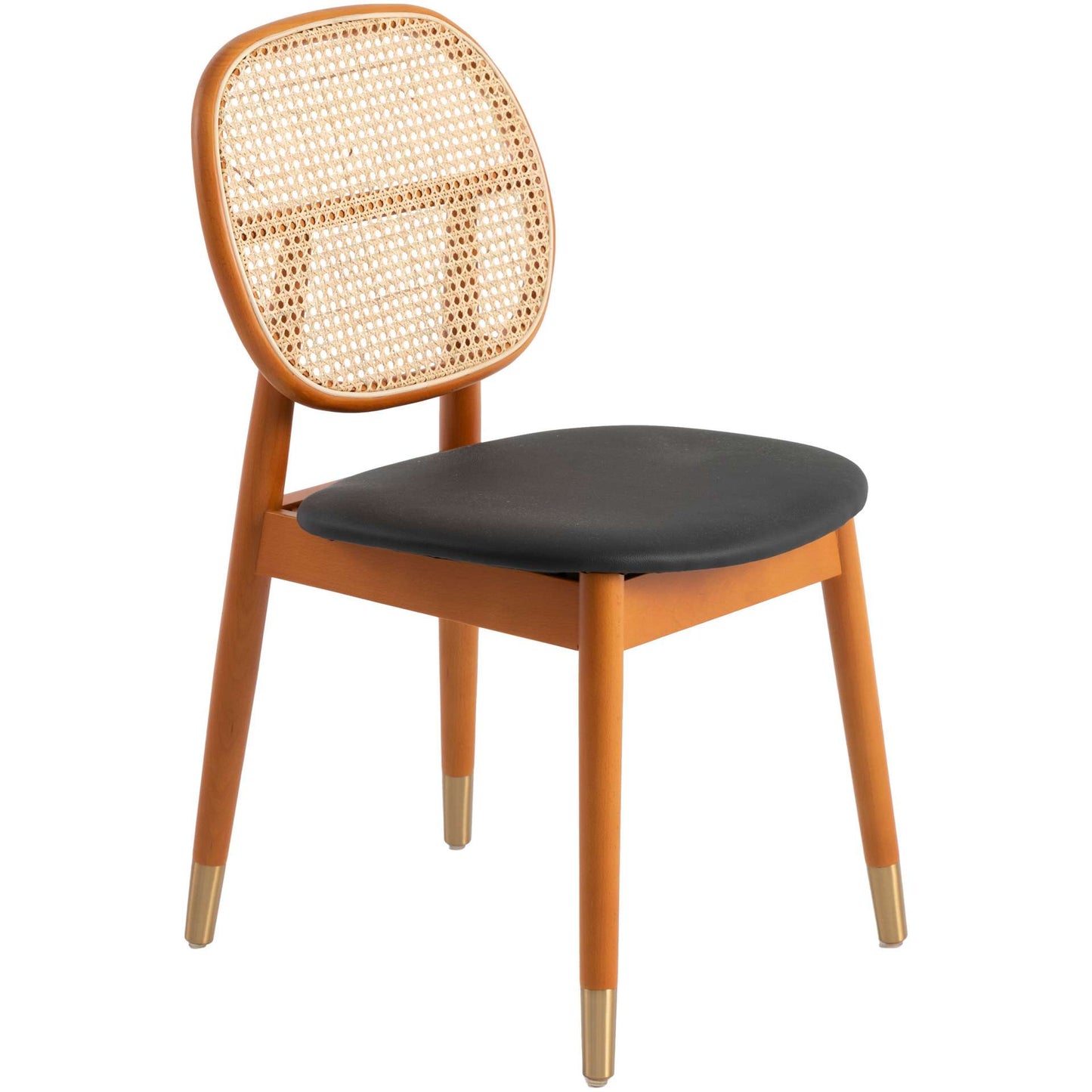 LeisureMod Holbeck Wicker Dining Chair with Upholstered Leather Seat and Beech Wood Legs | Dining Chairs | Modishstore - 10