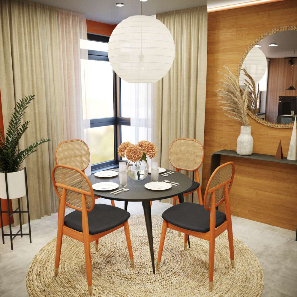 LeisureMod Holbeck Wicker Dining Chair with Upholstered Leather Seat and Beech Wood Legs | Dining Chairs | Modishstore