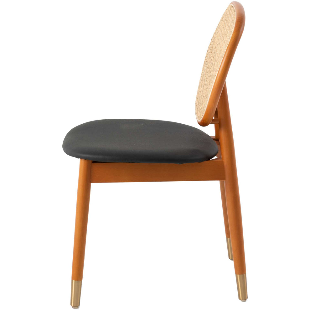 LeisureMod Holbeck Wicker Dining Chair with Upholstered Leather Seat and Beech Wood Legs | Dining Chairs | Modishstore - 4