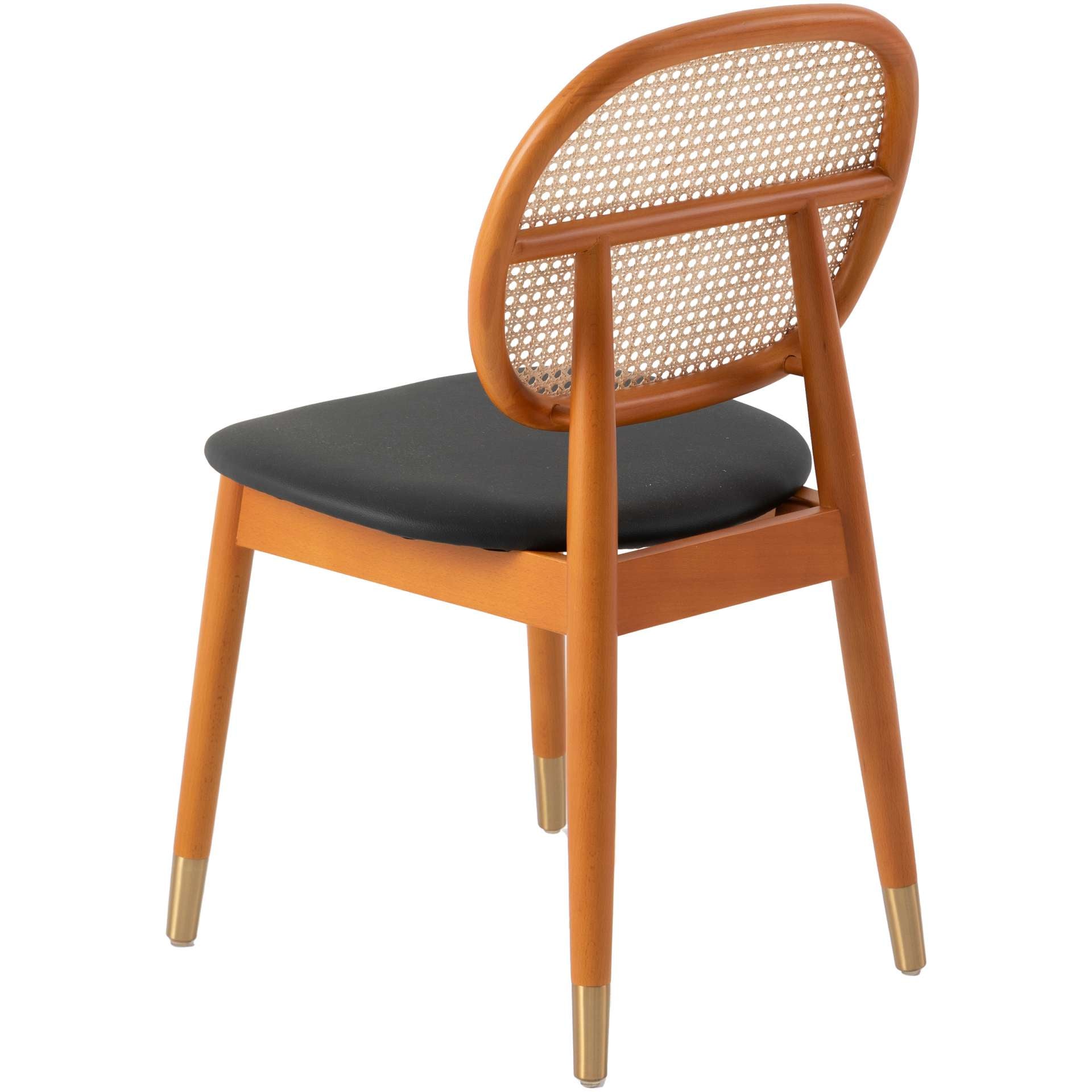 LeisureMod Holbeck Wicker Dining Chair with Upholstered Leather Seat and Beech Wood Legs | Dining Chairs | Modishstore - 5