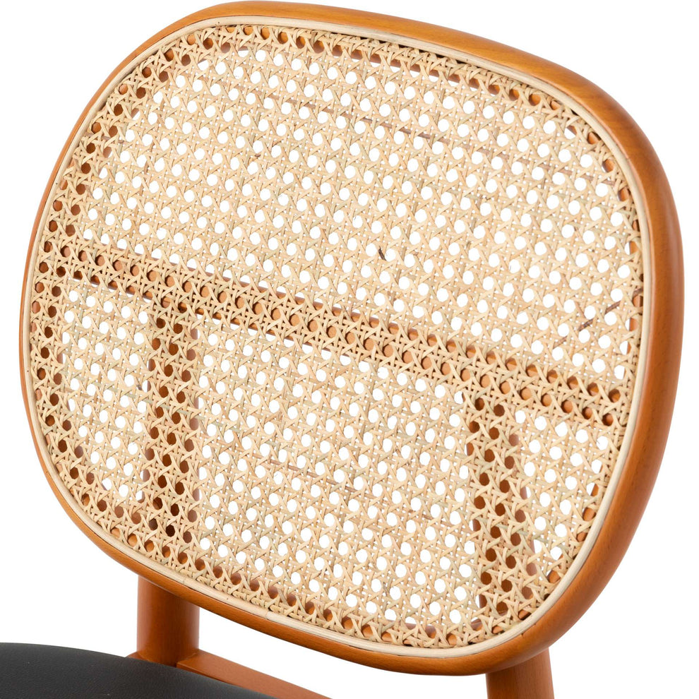 LeisureMod Holbeck Wicker Dining Chair with Upholstered Leather Seat and Beech Wood Legs | Dining Chairs | Modishstore - 8