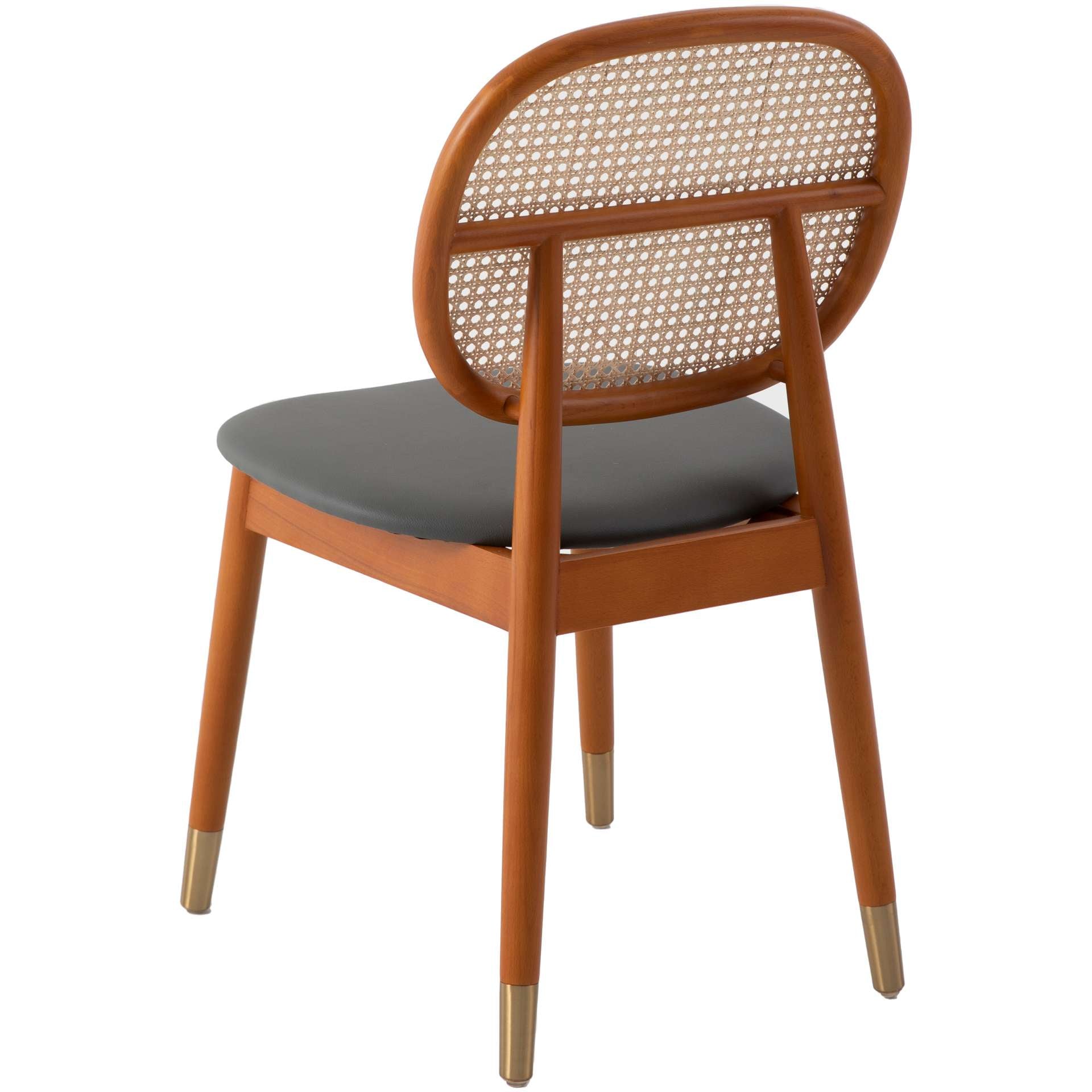 LeisureMod Holbeck Wicker Dining Chair with Upholstered Leather Seat and Beech Wood Legs | Dining Chairs | Modishstore - 15