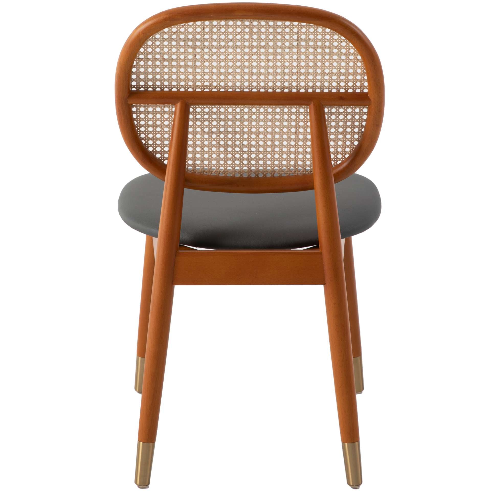 LeisureMod Holbeck Wicker Dining Chair with Upholstered Leather Seat and Beech Wood Legs | Dining Chairs | Modishstore - 16