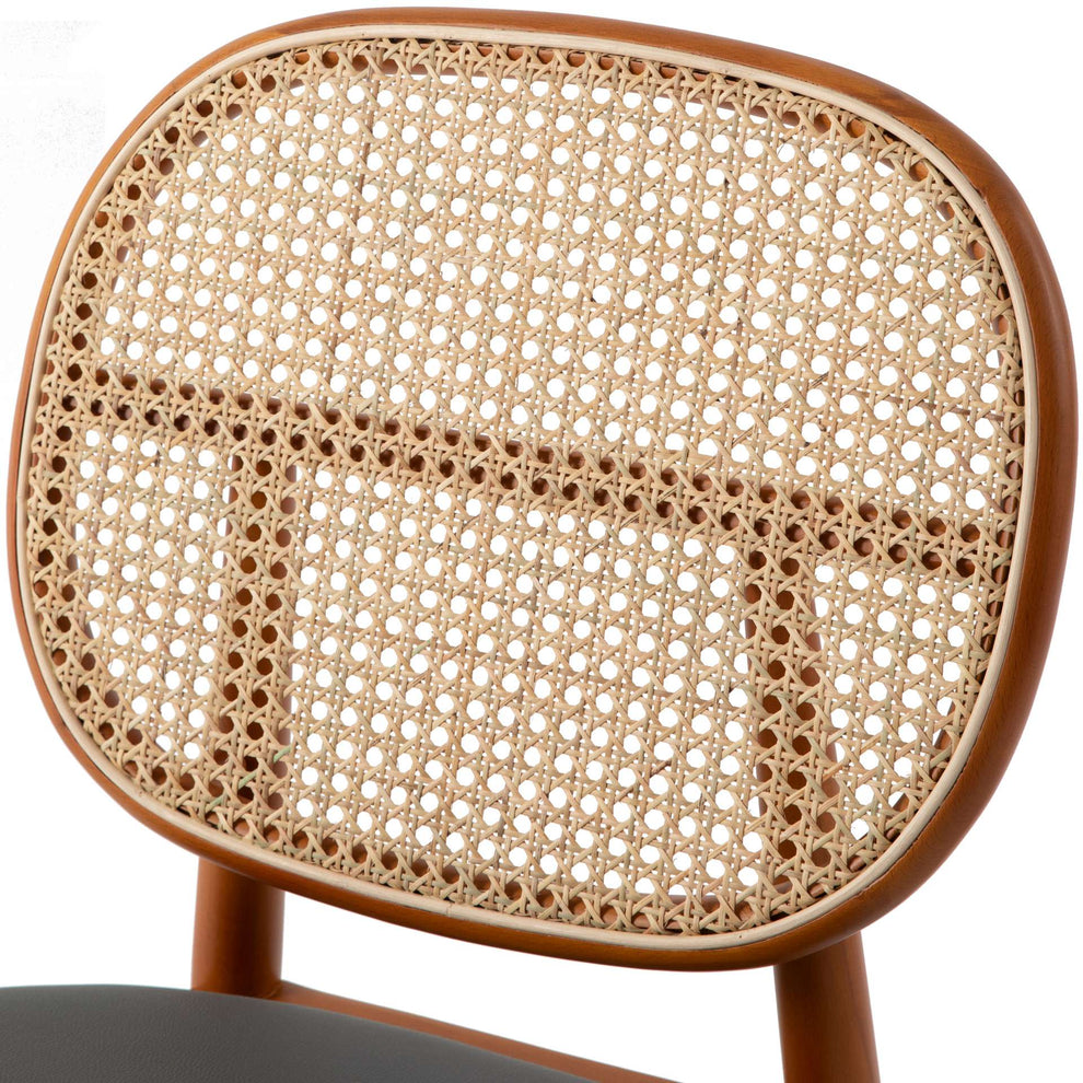LeisureMod Holbeck Wicker Dining Chair with Upholstered Leather Seat and Beech Wood Legs | Dining Chairs | Modishstore - 18