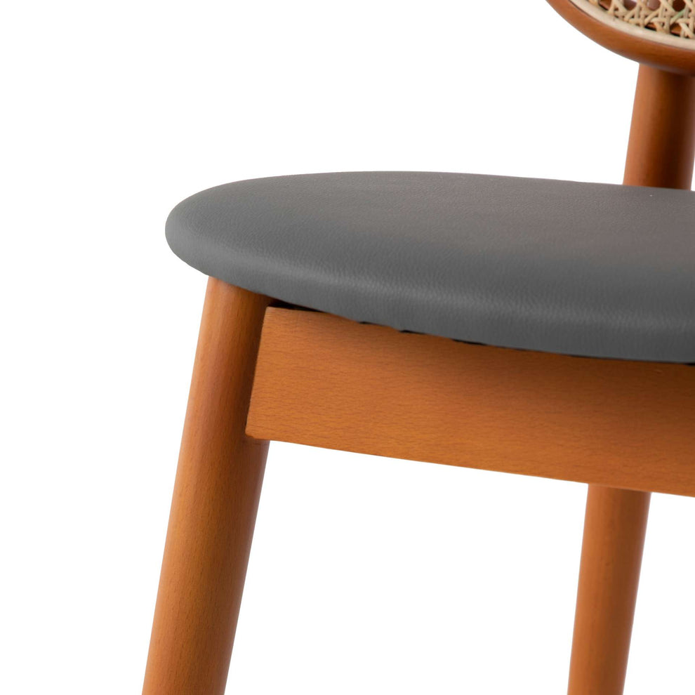 LeisureMod Holbeck Wicker Dining Chair with Upholstered Leather Seat and Beech Wood Legs | Dining Chairs | Modishstore - 19