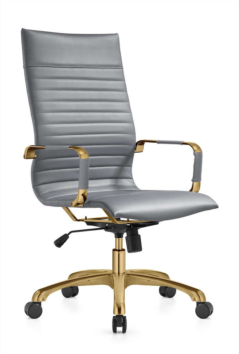 LeisureMod Harris High-Back Leatherette Office Chair With Gold Frame | Office Chairs | Modishstore - 2