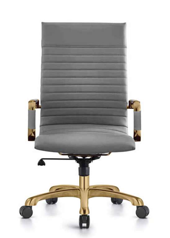 LeisureMod Harris High-Back Leatherette Office Chair With Gold Frame | Office Chairs | Modishstore - 3