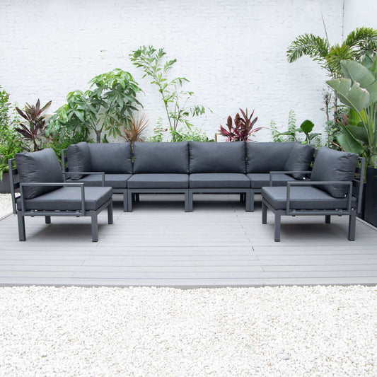 LeisureMod Hamilton 6-Piece Aluminum Patio Conversation Set With Cushions | Outdoor Sofas, Loveseats & Sectionals | Modishstore