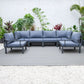 LeisureMod Hamilton 6-Piece Aluminum Patio Conversation Set With Cushions | Outdoor Sofas, Loveseats & Sectionals | Modishstore - 20
