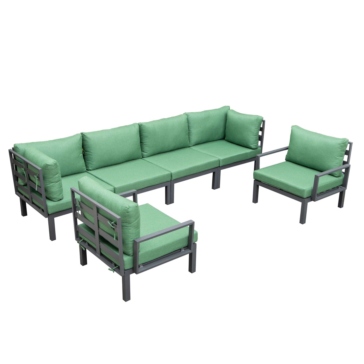 LeisureMod Hamilton 6-Piece Aluminum Patio Conversation Set With Cushions | Outdoor Sofas, Loveseats & Sectionals | Modishstore - 36