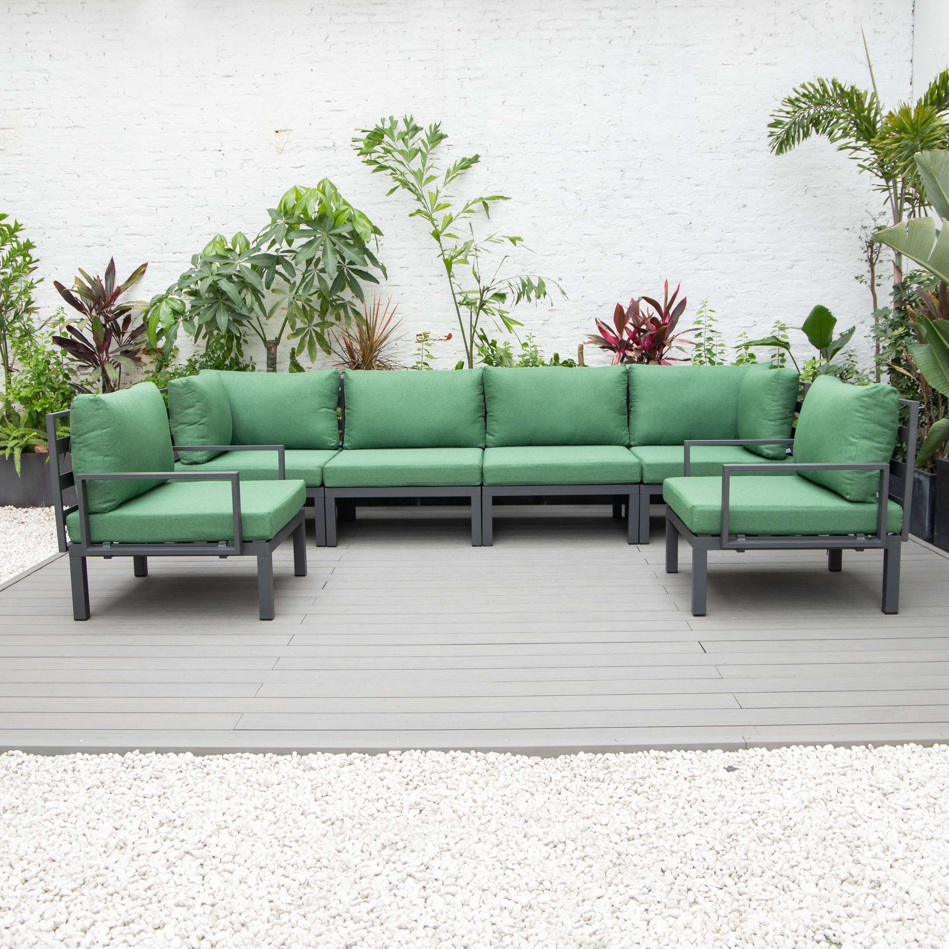 LeisureMod Hamilton 6-Piece Aluminum Patio Conversation Set With Cushions | Outdoor Sofas, Loveseats & Sectionals | Modishstore - 37