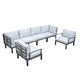 LeisureMod Hamilton 6-Piece Aluminum Patio Conversation Set With Cushions | Outdoor Sofas, Loveseats & Sectionals | Modishstore - 53