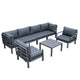 LeisureMod Hamilton 7-Piece Aluminum Patio Conversation Set With Coffee Table And Cushions | Outdoor Sofas, Loveseats & Sectionals | Modishstore - 2