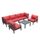 LeisureMod Hamilton 7-Piece Aluminum Patio Conversation Set With Coffee Table And Cushions | Outdoor Sofas, Loveseats & Sectionals | Modishstore - 88