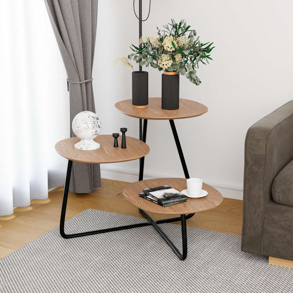 LeisureMod Hazelton Multi-Top End Tables with Manufactured Wood Top and Powder Coated Steel Frame | Side Tables | Modishstore - 2