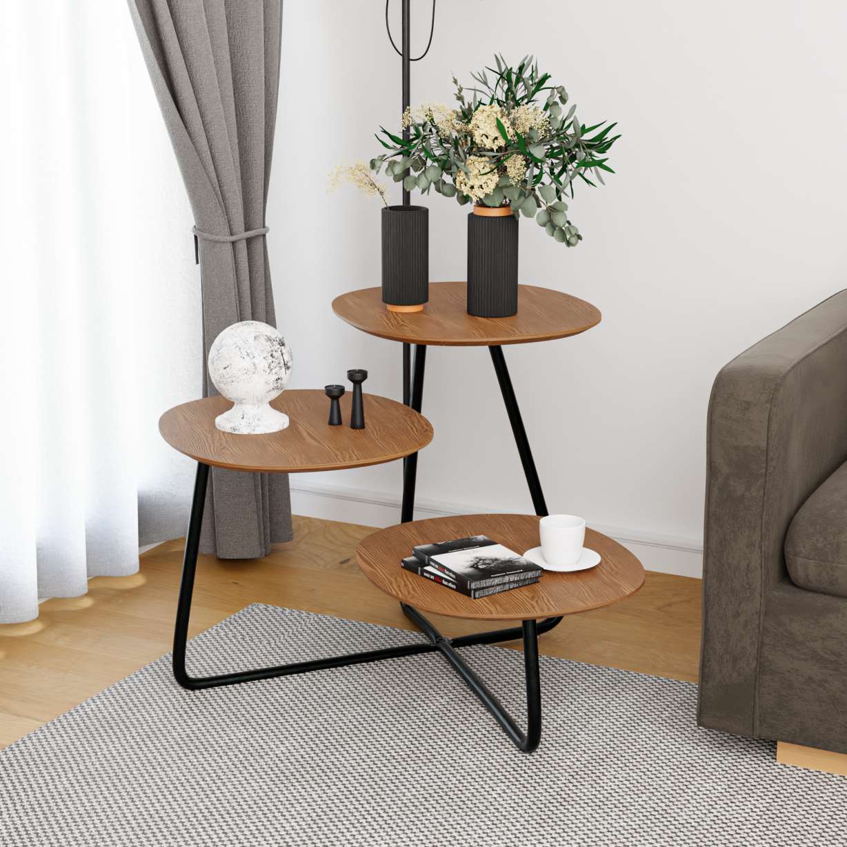 LeisureMod Hazelton Multi-Top End Tables with Manufactured Wood Top and Powder Coated Steel Frame | Side Tables | Modishstore - 24