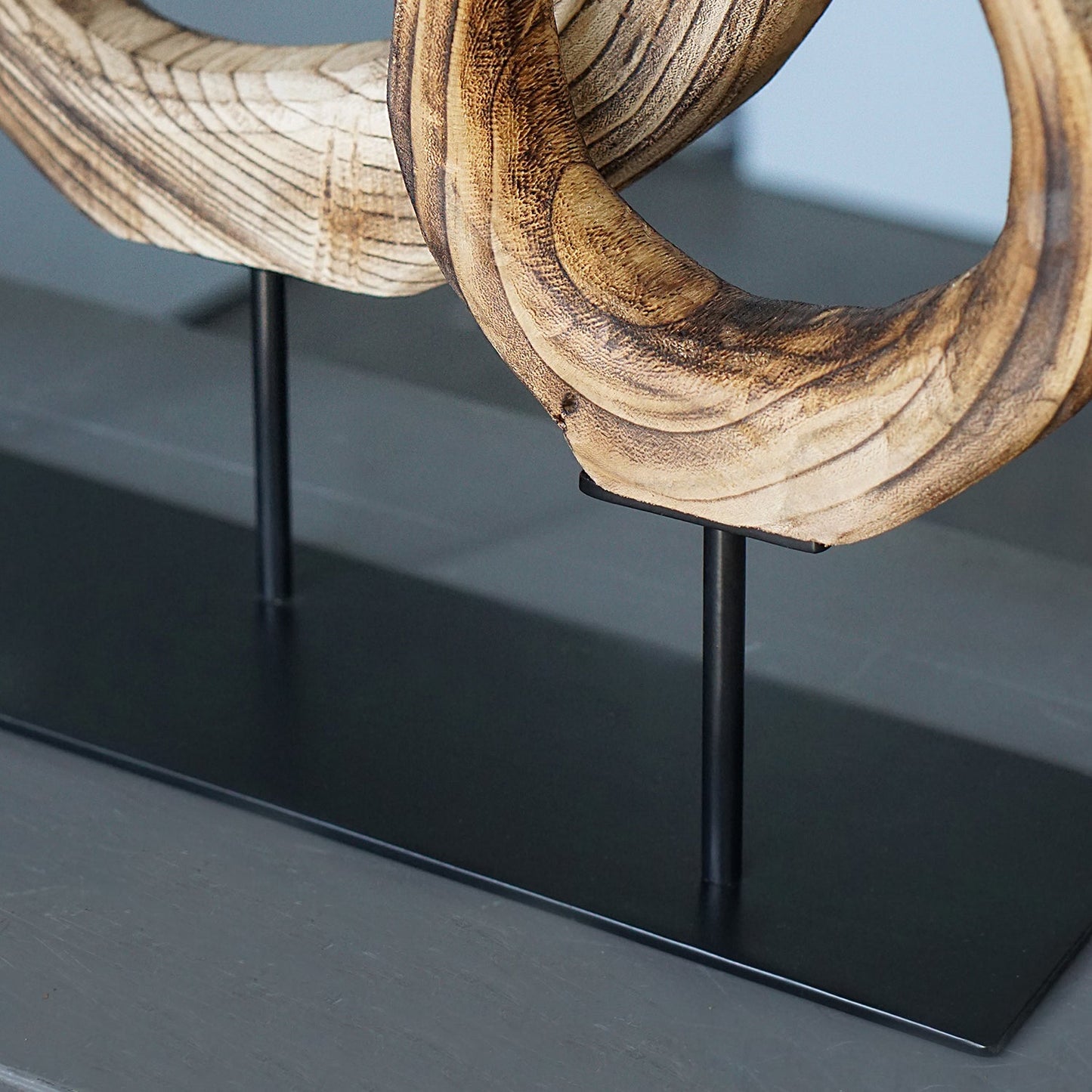 Wood Ring Sculpture x3 on Stand By Gold Leaf | Sculptures | Modishstore - 4