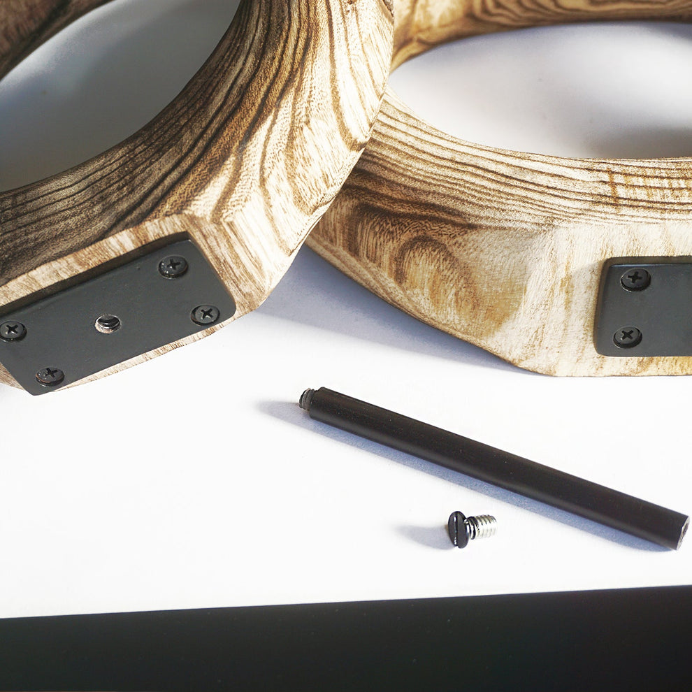 Wood Ring Sculpture x3 on Stand By Gold Leaf | Sculptures | Modishstore - 7