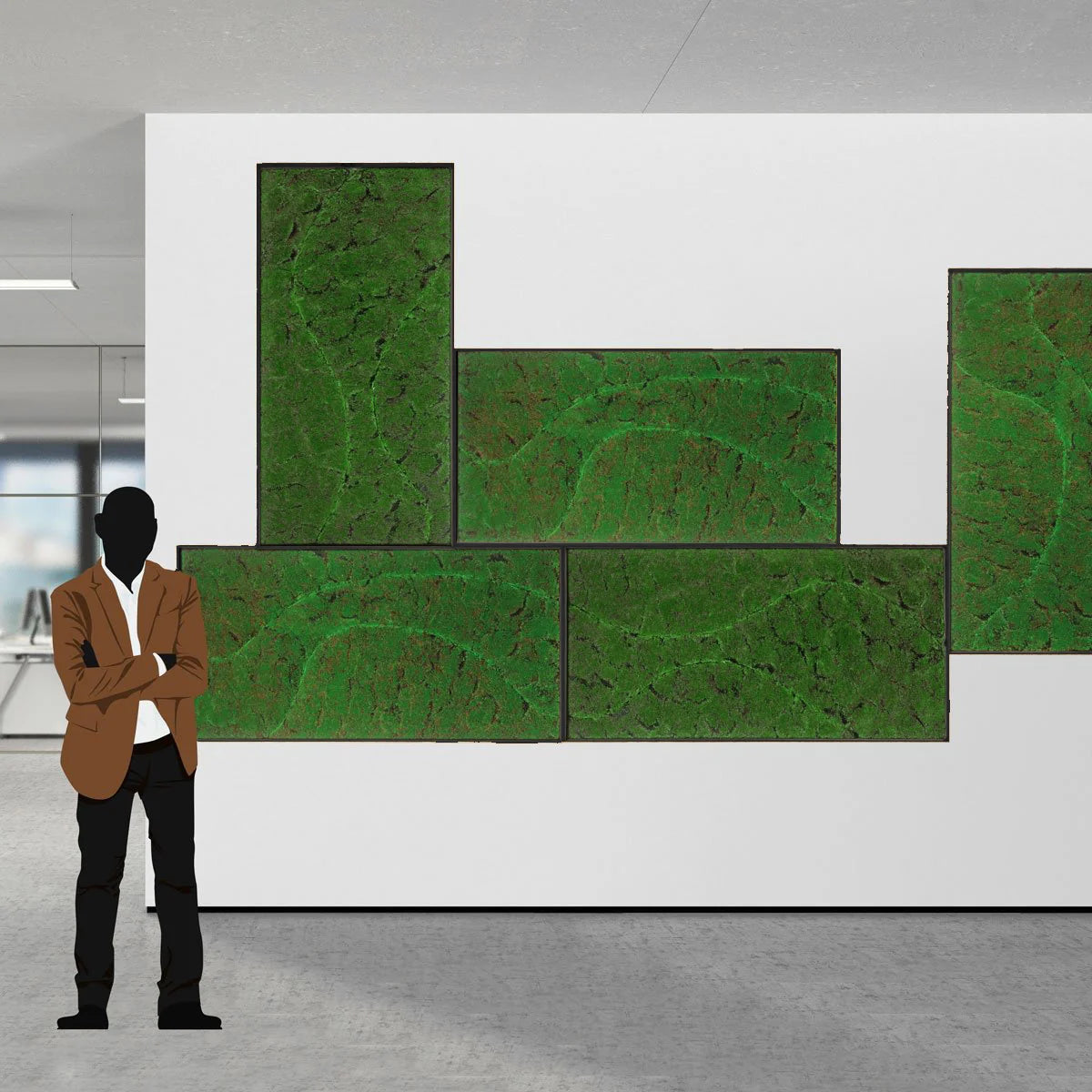 Green Wall, ‘New Wave B', Satin Black Hardwood By Gold Leaf