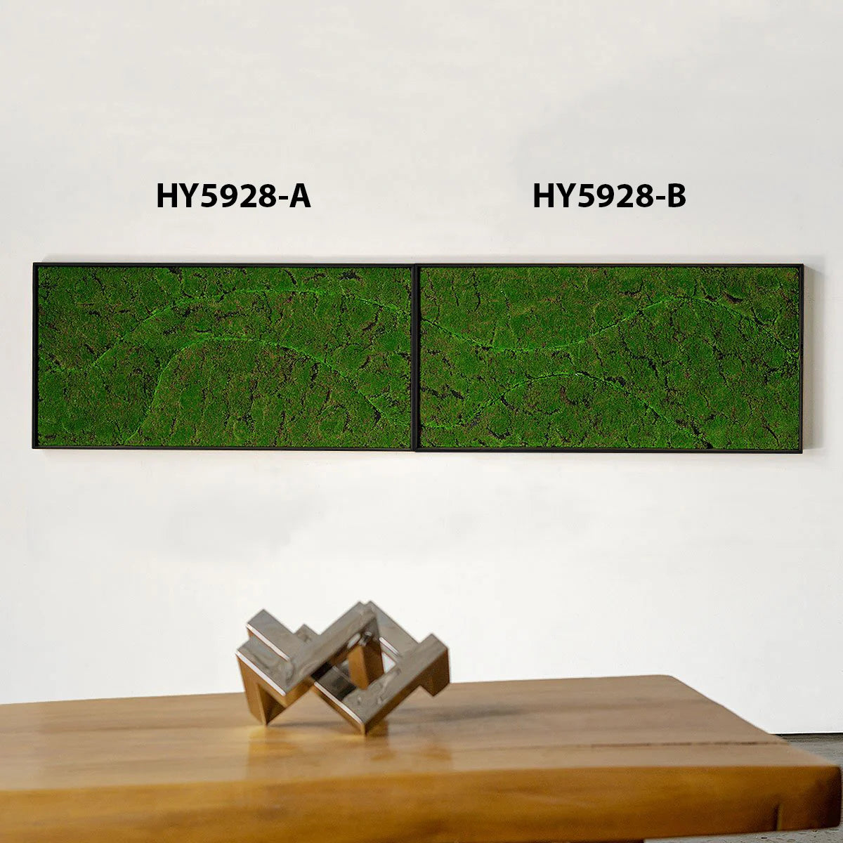 Green Wall, ‘New Wave B', Satin Black Hardwood By Gold Leaf