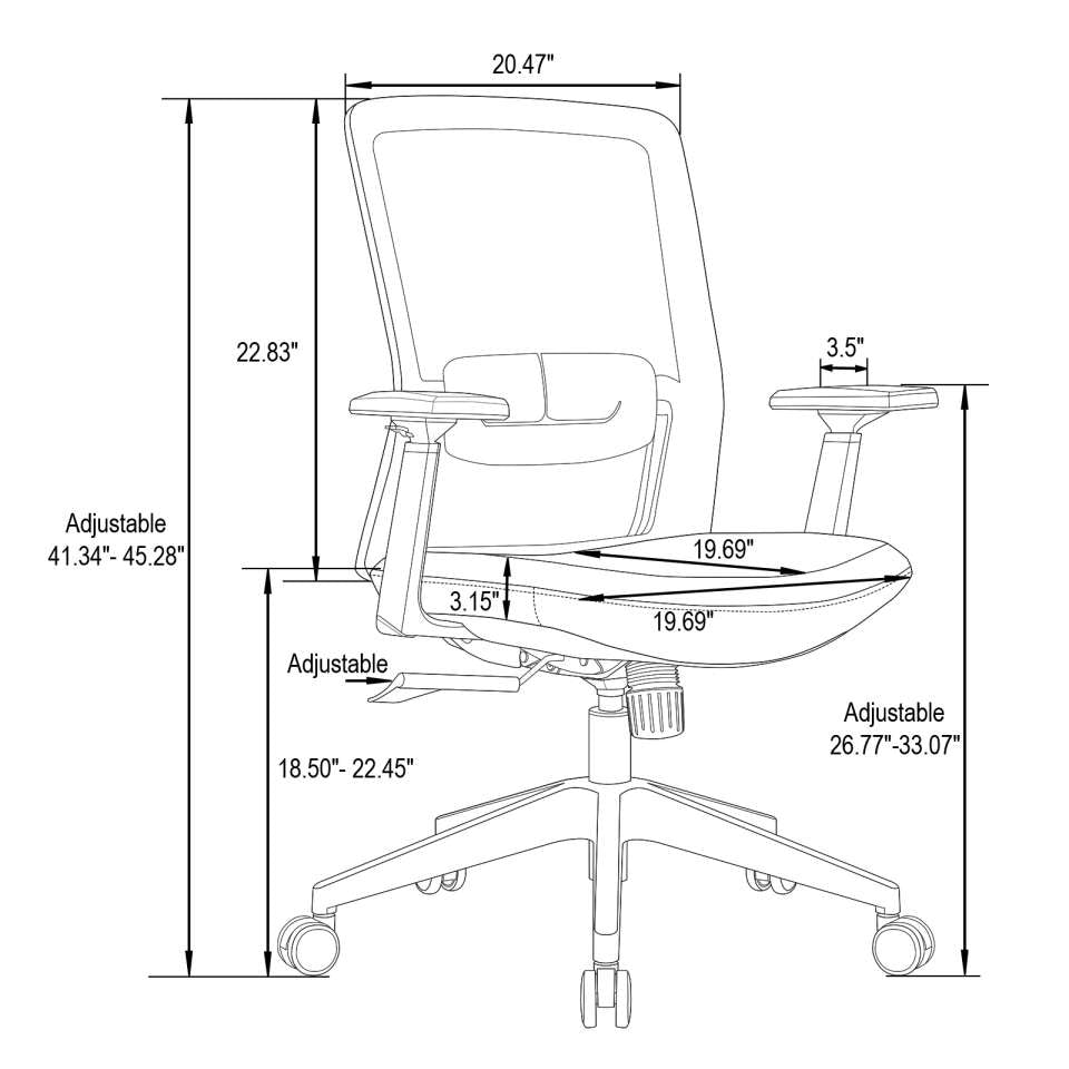 LeisureMod Ingram Modern  Office Task Chair with adjustable armrests | Office Chairs | Modishstore - 9